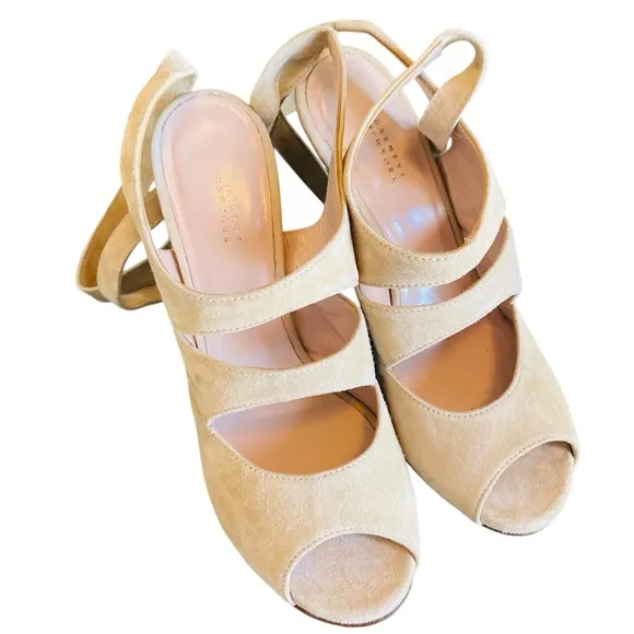 BARNEYS NEW YORK Milano Suede Ankle Wrap Heel Sandal