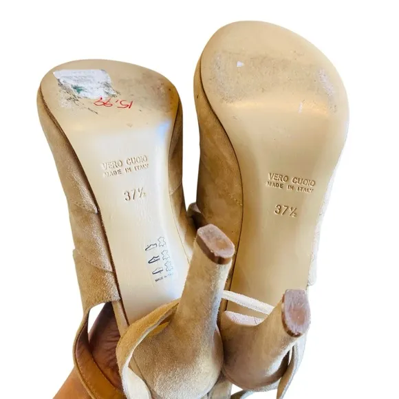 BARNEYS NEW YORK Milano Suede Ankle Wrap Heel Sandal
