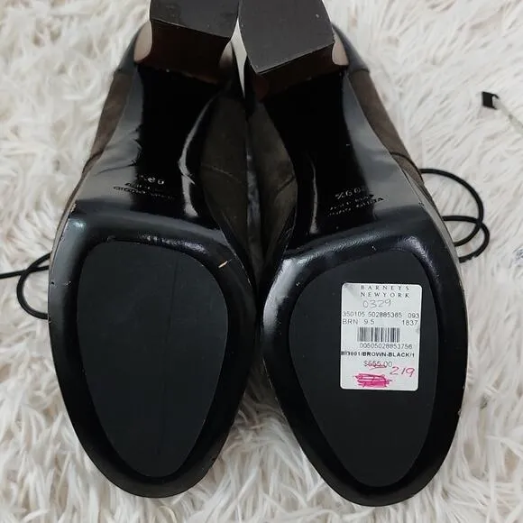 Barneys NY booties Sz 9.5 colorblock 5&quot; heels shoes A15