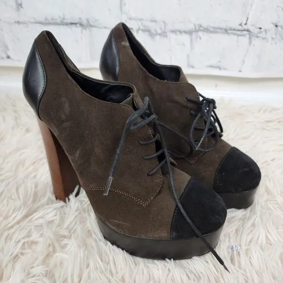 Barneys NY booties Sz 9.5 colorblock 5&quot; heels shoes A15