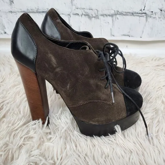 Barneys NY booties Sz 9.5 colorblock 5&quot; heels shoes A15