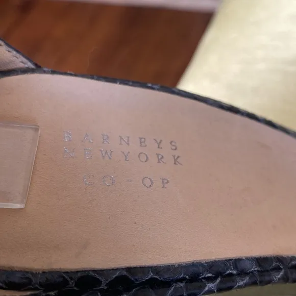 BARNEYS NY CO-OP Python snakeskin leather high heel wedge platform sandal