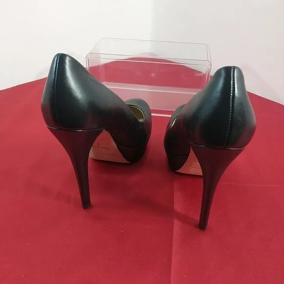 BARNEYS NEW YORK Women's SZ 8 Black Leather Stiletto Pumps Shoes .
