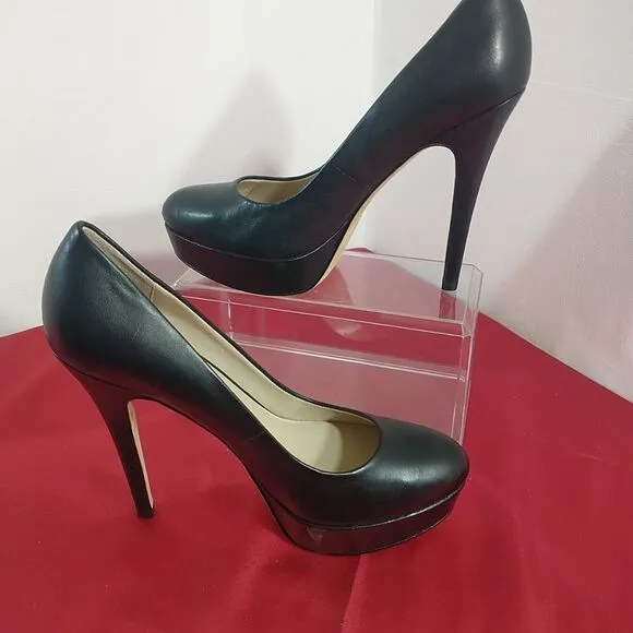 BARNEYS NEW YORK Women's SZ 8 Black Leather Stiletto Pumps Shoes .