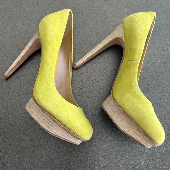 BCBGMAXAZRIA Suede Stacked Stiletto Stylish High-Heeled Shoes Size 6.5