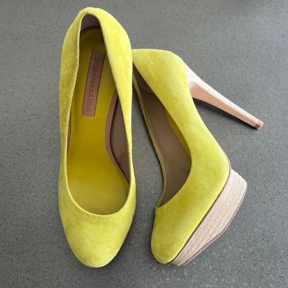 BCBGMAXAZRIA Suede Stacked Stiletto Stylish High-Heeled Shoes Size 6.5