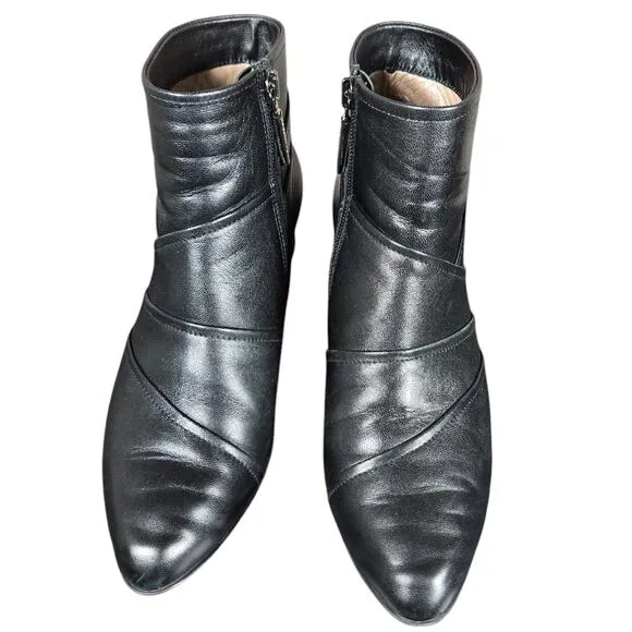 Beautifeel Lady Ankle Boots Womens US 6-6.5 EU 37 Black Leather Soft Patchwork