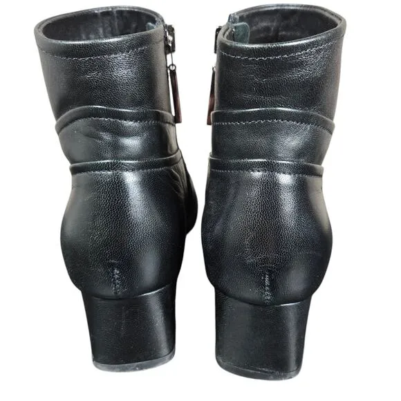 Beautifeel Lady Ankle Boots Womens US 6-6.5 EU 37 Black Leather Soft Patchwork