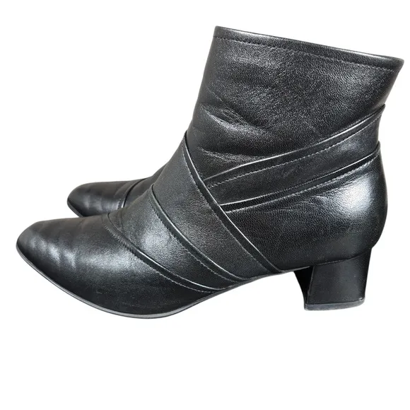 Beautifeel Lady Ankle Boots Womens US 6-6.5 EU 37 Black Leather Soft Patchwork
