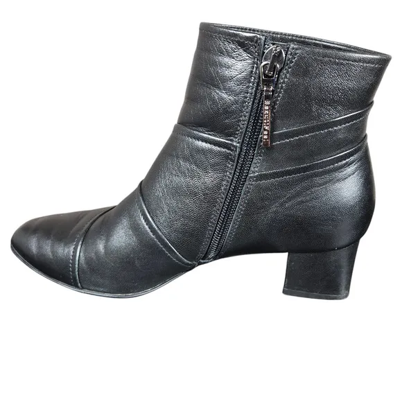 Beautifeel Lady Ankle Boots Womens US 6-6.5 EU 37 Black Leather Soft Patchwork