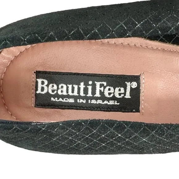 Beautifeel Victoria Black Suede Leather Mary Jane Mid Heel Pumps Size 37 Shoes