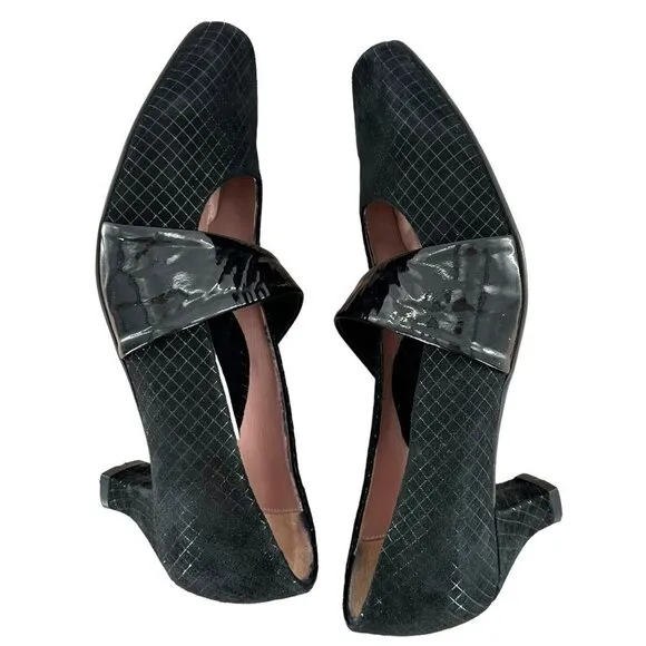 Beautifeel Victoria Black Suede Leather Mary Jane Mid Heel Pumps Size 37 Shoes