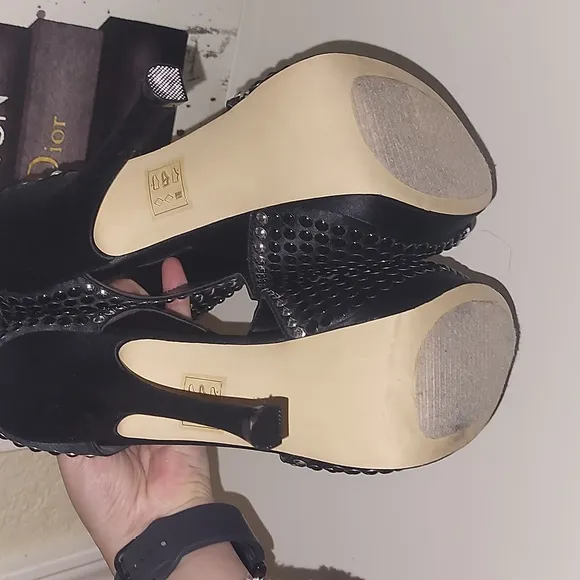 BEBE &quot;Cassandra&quot; studded cutout heel bootie sandal sz 8