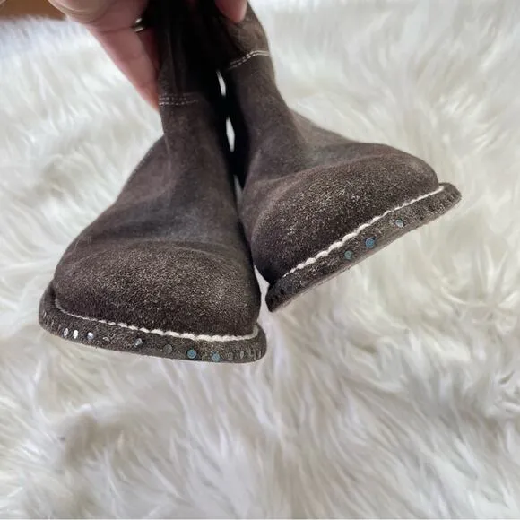 Bed Stu | Brown Suede Onyx Exposed Nails Pull-On Boots Booties Ankles 1631 6.5