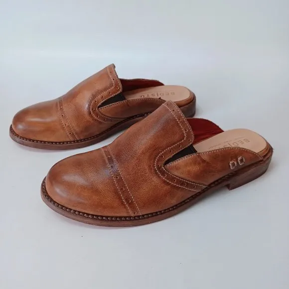 Bed Stu Cobbler Series Shoes Mules Leather Platform Heels Womens size 7.5 NEW