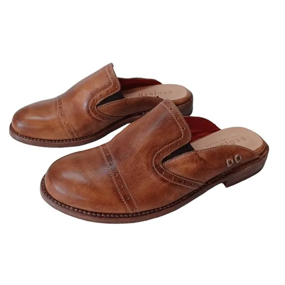 Bed Stu Cobbler Series Shoes Mules Leather Platform Heels Womens size 7.5 NEW