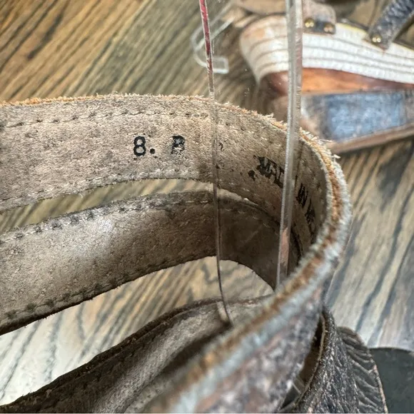 Bed Stu Juliana Distressed Leather Wedge Sandals size 8