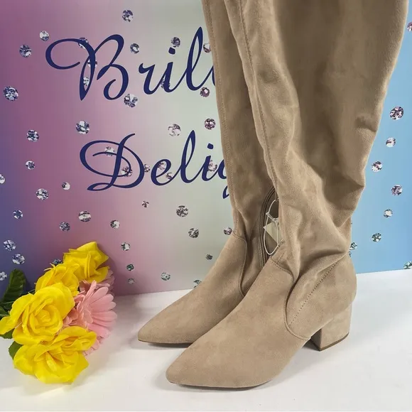 🍁BEIGE MICROSUEDE OTK BOOTS