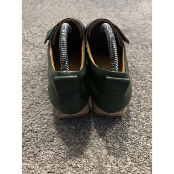 Beklina Lima Green Leather Cork Wedge Sneakers Shoes Size 10.5
