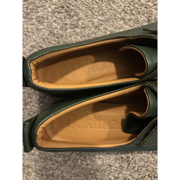 Beklina Lima Green Leather Cork Wedge Sneakers Shoes Size 10.5