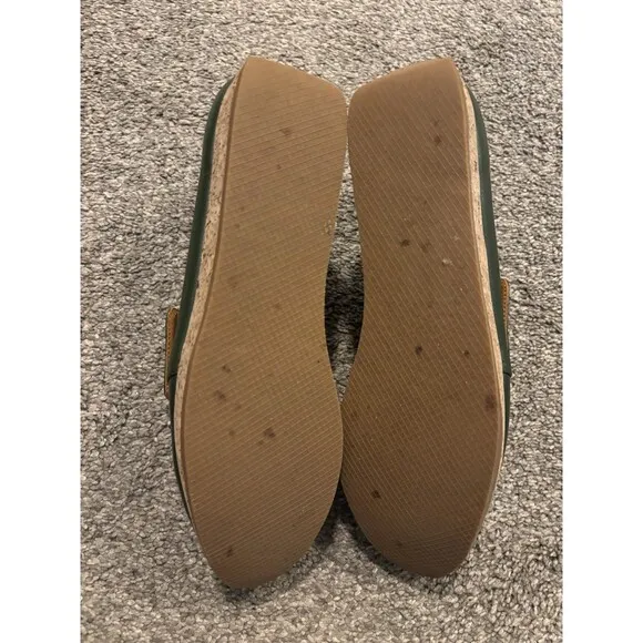 Beklina Lima Green Leather Cork Wedge Sneakers Shoes Size 10.5