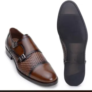 Beldevere Emerson brown leather double monk men’s shoes Sz 8 D