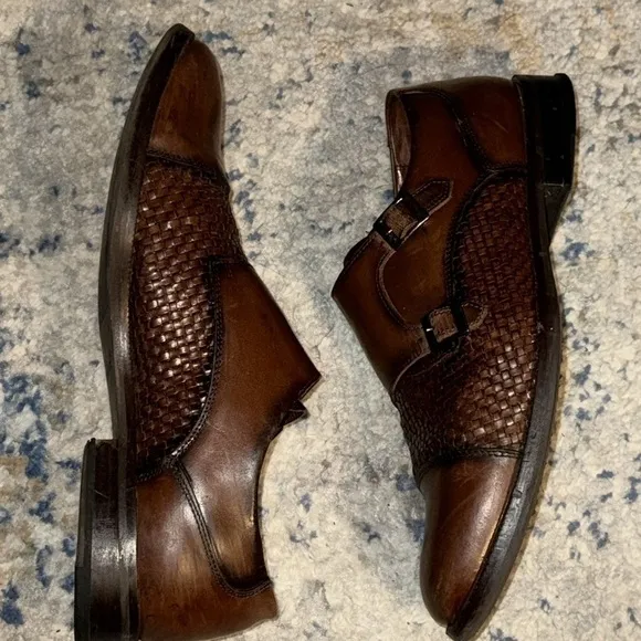 Beldevere Emerson brown leather double monk men’s shoes Sz 8 D