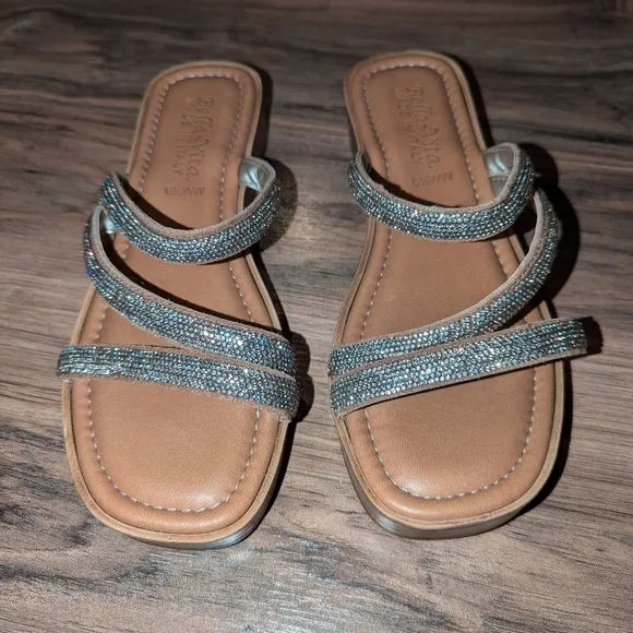 Bella Vita Size 6.5 embellished sandals made in Italy. Wood sandals.