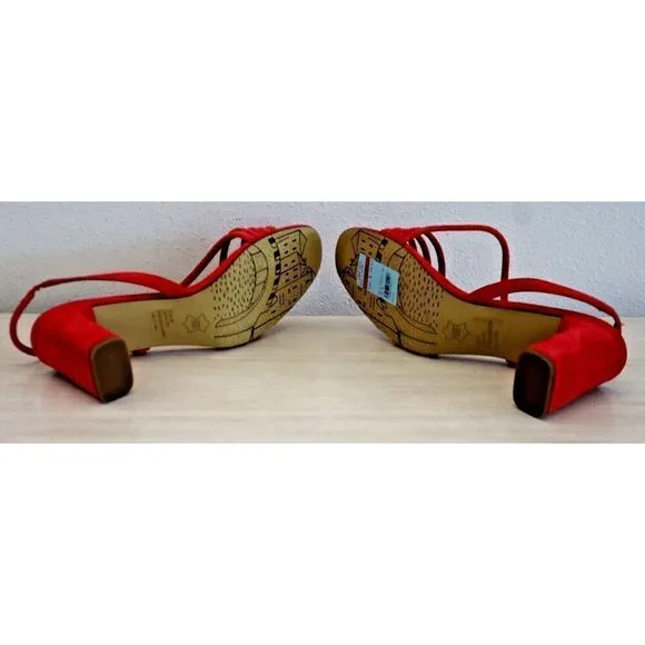 Bella Vita Women's Sz 12 N Red Zariah Block Heel Leather Slingback Sandals