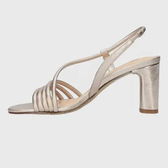 Bella~Vita ZARIAH Women's Block Heel Slingback Strappy Sandals Champange