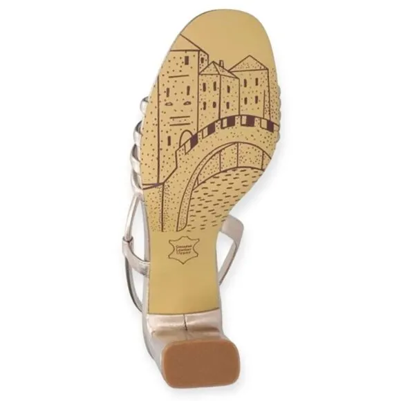 Bella~Vita ZARIAH Women's Block Heel Slingback Strappy Sandals Champange