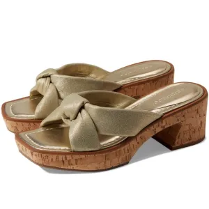 Bernardo NIB Metallic Suede Jolie Heel Sandals in Champagne