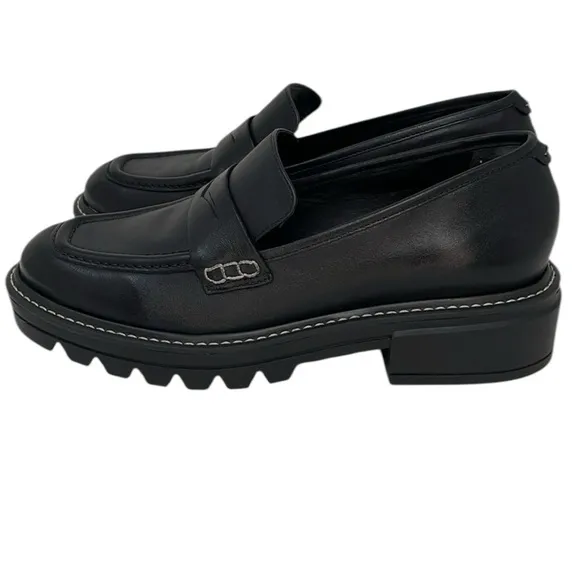 BERNARDO Shoes Chandler Loafer Lug Sole Platform Black Leather Size 6