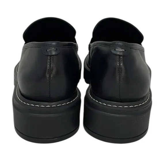 BERNARDO Shoes Chandler Loafer Lug Sole Platform Black Leather Size 6