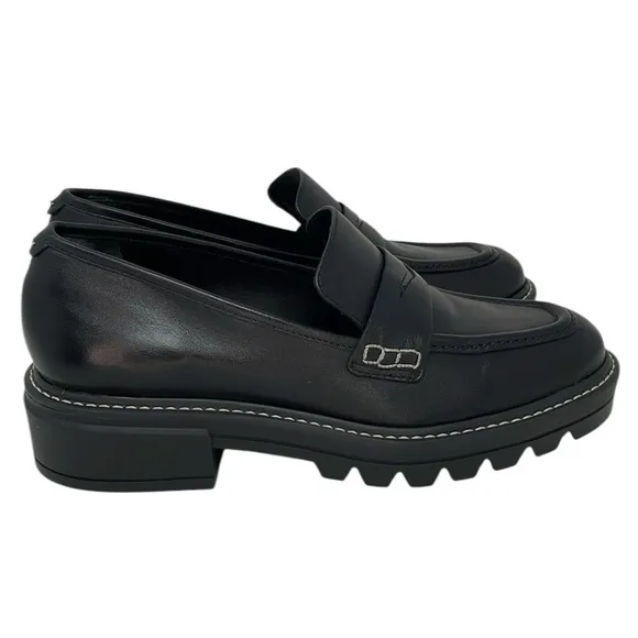 BERNARDO Shoes Chandler Loafer Lug Sole Platform Black Leather Size 6