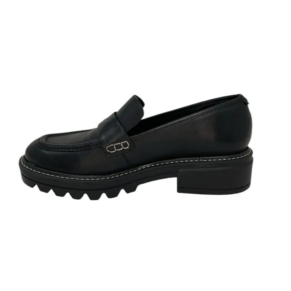 BERNARDO Shoes Chandler Loafer Lug Sole Platform Black Leather Size 6