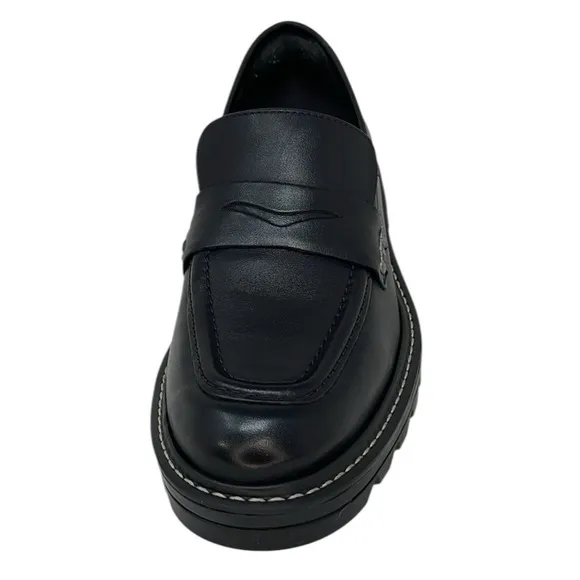 BERNARDO Shoes Chandler Loafer Lug Sole Platform Black Leather Size 6