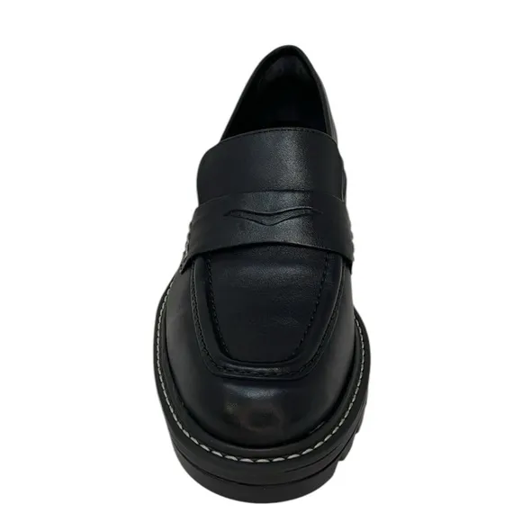 BERNARDO Shoes Chandler Loafer Lug Sole Platform Black Leather Size 6