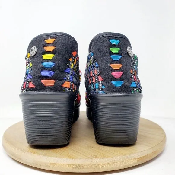 Bernie Mev Shoes Womens 40 Lulia Colorful Mary Jane Wedge Heel Closed Toe