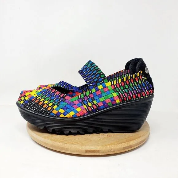 Bernie Mev Shoes Womens 40 Lulia Colorful Mary Jane Wedge Heel Closed Toe