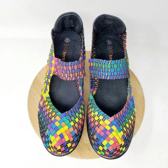 Bernie Mev Shoes Womens 40 Lulia Colorful Mary Jane Wedge Heel Closed Toe