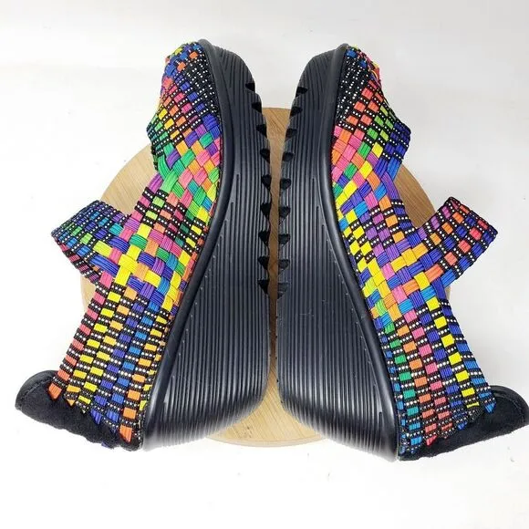 Bernie Mev Shoes Womens 40 Lulia Colorful Mary Jane Wedge Heel Closed Toe