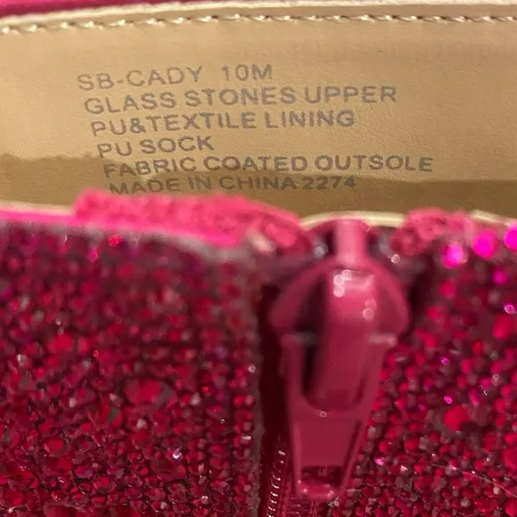 Betsey Johnson Cady rhinestone ankle boots in fuchsia. Size 10