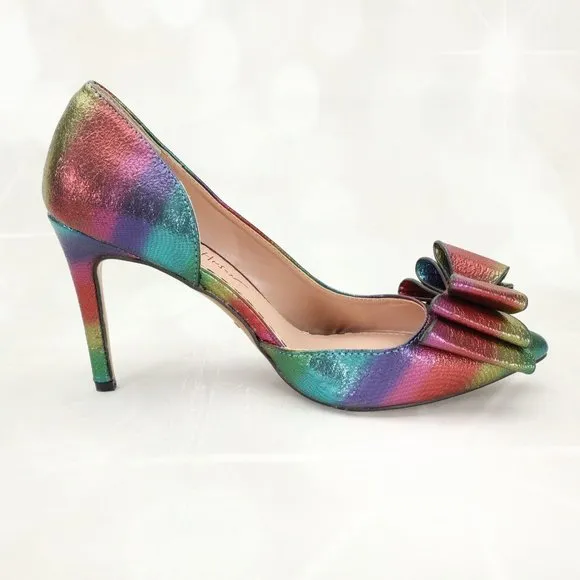 Betsey Johnson Women's Bary Pumps Heels Shoes Size 5.5M Multi-Color W/Large Bow