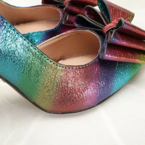 Betsey Johnson Women's Bary Pumps Heels Shoes Size 5.5M Multi-Color W/Large Bow
