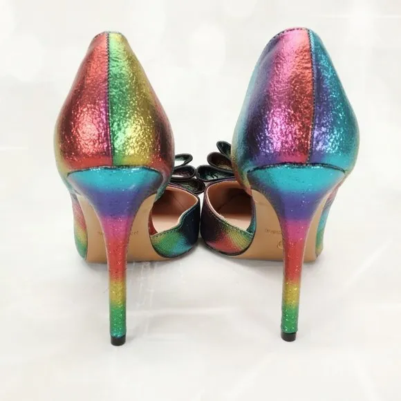 Betsey Johnson Women's Bary Pumps Heels Shoes Size 5.5M Multi-Color W/Large Bow