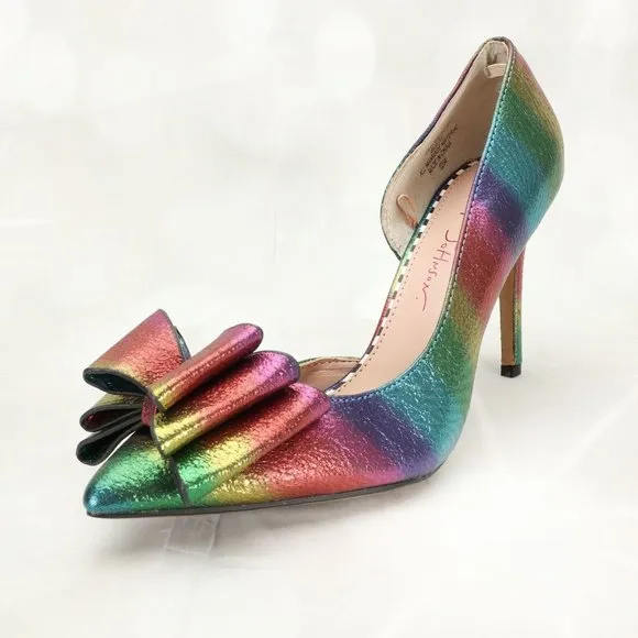 Betsey Johnson Women's Bary Pumps Heels Shoes Size 5.5M Multi-Color W/Large Bow