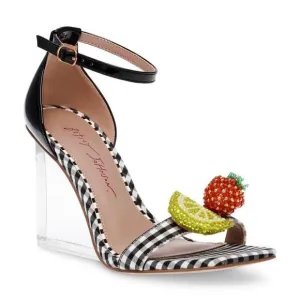 Betsey Johnson Women's Harlen Fruit Vinyl Two-Piece Wedge Sandals