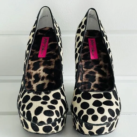 Betsey Johnson Mixxy Calf Hair Wedge Pump Shoes