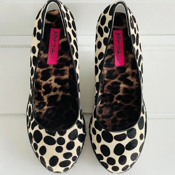 Betsey Johnson Mixxy Calf Hair Wedge Pump Shoes